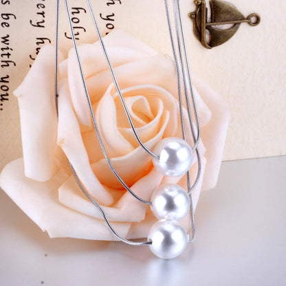 Fake Pearl Pendant Choker Chains Necklace Set Multi-layer Gold Necklaces For Women Jewelry collares colar collier asonjewelry