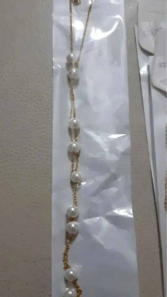 Gold Fake Pearl 6mm Pendant Link Chain 2021 Choker Necklace Women Jewelry Stainless Steel Babygirl Necklaces Set asonjewelry