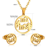 Stainless Steel MAMA Pendant Necklace Earrings For Women Fashion Jewelry Sets For Mother's Day Gift Dubai African