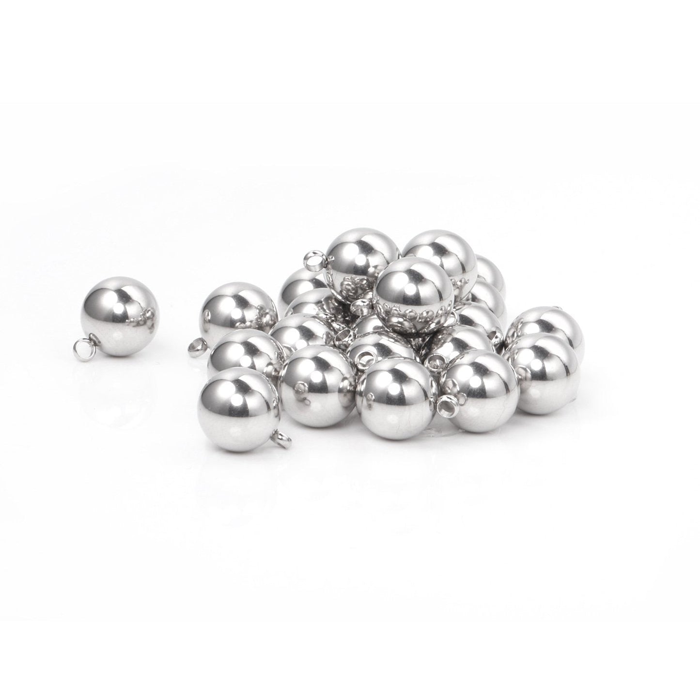 ASON 100pcs 8mm 10mm Stainless Steel Ball with Ring Jewelry Finding Pendant Charm Steel Beads for DIY Jewelry Making asonjewelry