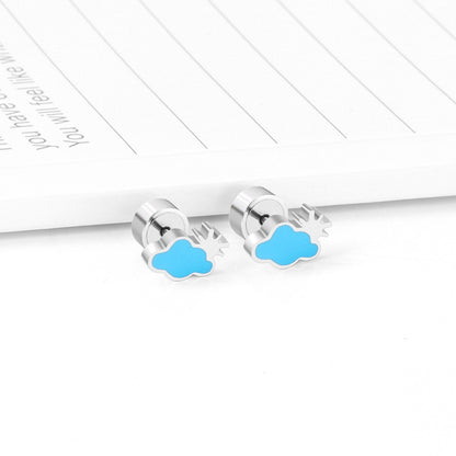 ASON Cute Children's Ear Stud Silver Color Stainless Steel Blue Cloud Small Cartoon Earrings for Girl Women Gifts Jewelry asonjewelry