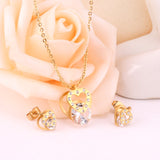 Hot Sale Stainless Steel Sets CZ Fashion Heart Jewelry sets Women Valentine's Day present
