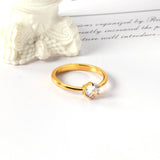 New Crystal Stainless Steel Engagement Wedding Ring For Women Gold Plated Bride Ring Jewelry mariage bijoux