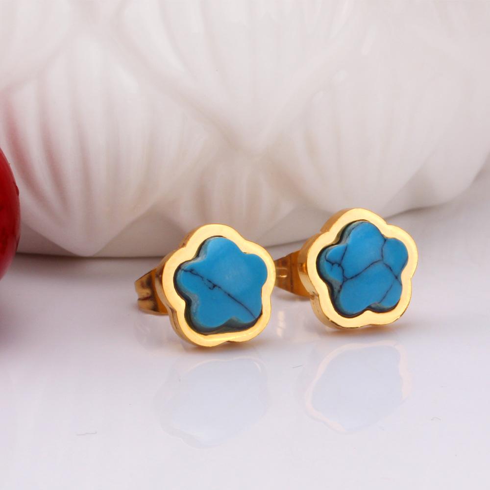 ASON 316L Stainless Steel Gold Bridal Wedding Jewelry Sets For Women Flower Shape Necklace Pendant Small Stud Earring asonjewelry