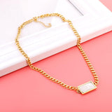 Cuban Chain With Square Pendant Fashion Decor For Woman Man Earth Design Pendant Thick Chain Peace Asethetic Collie