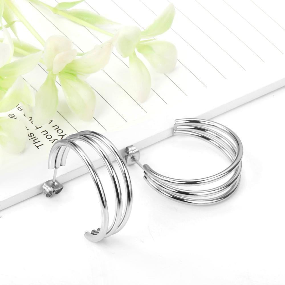 ASON Fashion Korean Style Round Circle Hoops Earrings Stainless Steel Gold Color Earrings For Women Girl Trendy Jewelry asonjewelry