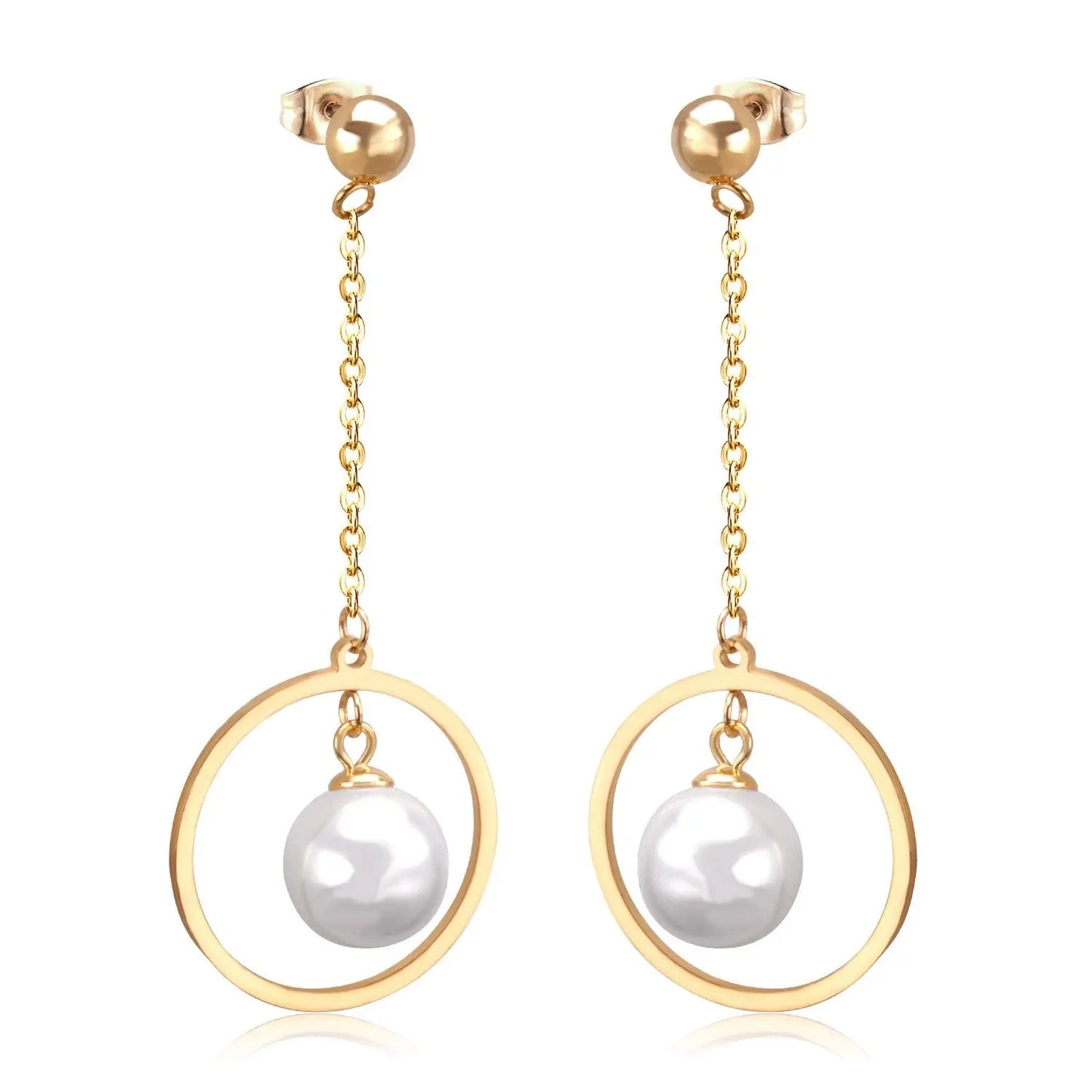 Fake Pearl Long Drop Earrings Round Dangle Earings Fashion Jewelry For Women Korean Style pendientes 2020 brincos asonjewelry