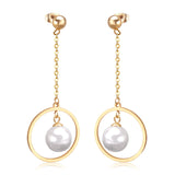 Fake Pearl Long Drop Earrings Round Dangle Earings Fashion Jewelry For Women Korean Style pendientes 2020 brincos