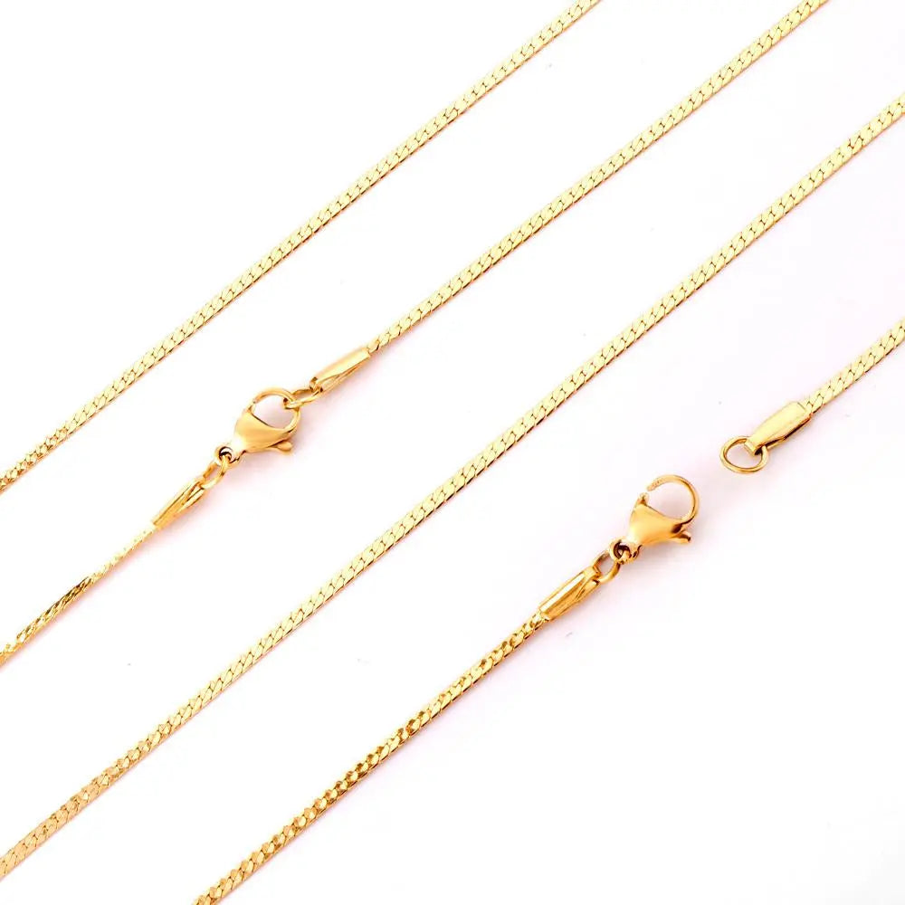 Lot Steel Gold Color Stainless Steel Inoxidable 1.7mm Cuba Link Flat Chains Necklaces For Jewelry Making Support asonjewelry