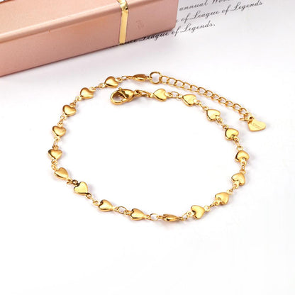 ASON Sweet Heart Charms Anklet Gold Color Stainless Steel Foot Chain with Extender 23+5cm Fashion Jewelry Party Gift asonjewelry