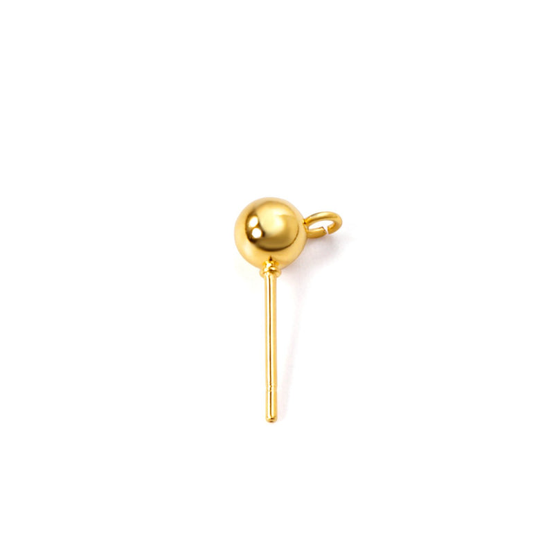 ASON 100pcs/lot Fashion Earring Small Ball Ear Studs Stainless Steel Gold Base Setting Connector For DIY Jewelry Making Supplies