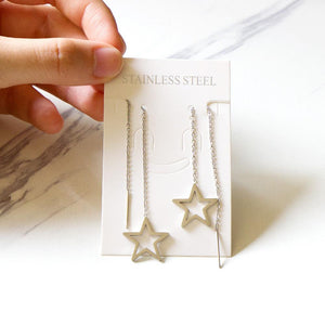 Brincos Stainless Steel Black Shell Tassel Drop Dangle Earrings Butterfly Korean Fairy Jewelry Chain Long Earing