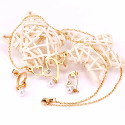 Hot Imitation Pearl Wedding necklace earring set Bridal jewelry set for women Elegant Party Gift Fashion Costume asonjewelry