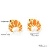 ASON Gold Color Croissant Shape Stud Earring Stainless Steel Lovely Cartoon Earrings for Women Fashion Jewelry Accessories