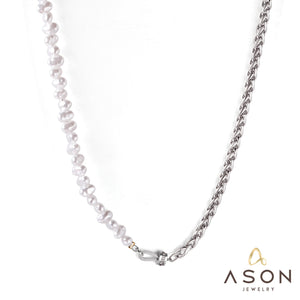 ASON – collier Vintage avec pendentif en perles irrégulières, style baroque, en acier inoxydable, géométrique, à la mode, bijoux pour femmes, cadeau de fête 
