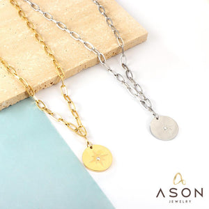 ASON – collier rond avec pendentif étoile porte-bonheur, chaînes de couleur or en acier inoxydable pour femmes, bijoux ras de cou, Style Simple
