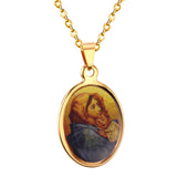 Stainless Steel Necklace Blessed Virgin Mary Hug A Lovely Boy Pendants Necklaces,5pcs/lot
