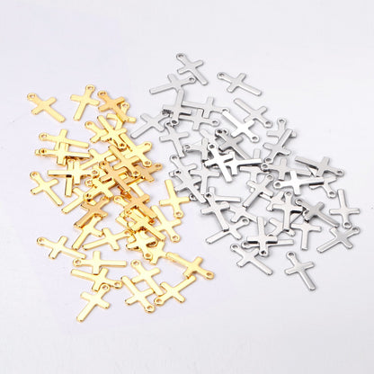 ASON 100Pcs/Lots Cross Charms 316L Stainless Steel Religious Pendant Gold Silver Color For Necklace DIY Jewelry Making Supplies asonjewelry