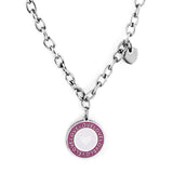 Pink Pendant Necklace Girls Round Heart Pattern Collier Link Chains Grunge Y2K Thick Chain Lady Romantic Gifts
