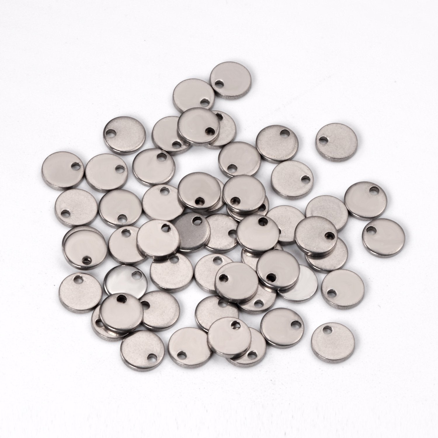 ASON 100pcs Single Hole Disc Pendant Round Stainless Steel  Charm For Necklace Bracelet DRY Handmade Jewelry Making Supplies asonjewelry