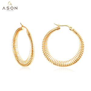 ASON-pendientes de aro con Piercing para niña y mujer, aretes de acero inoxidable de Color dorado, accesorios de uso diario, joyería de moda 