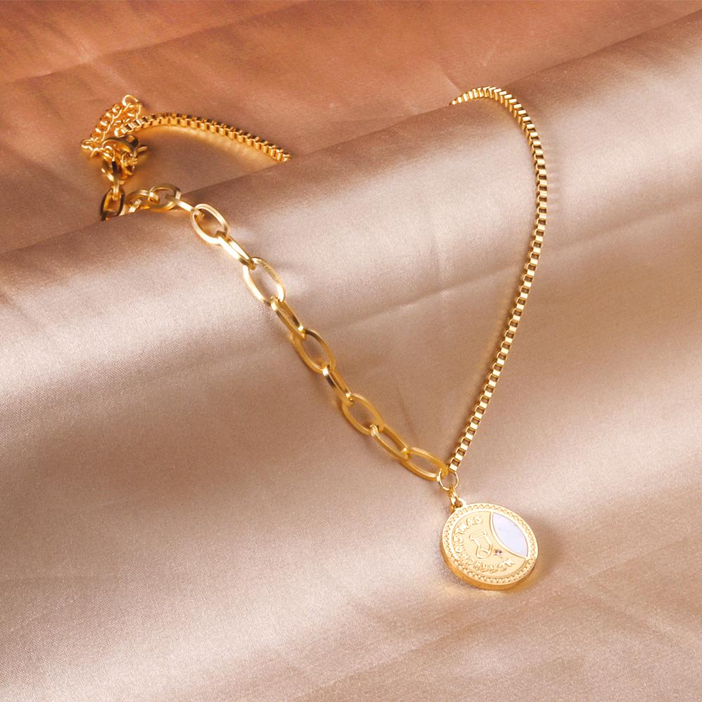 ASON Fashion Gold Color Stainless Steel Christmas Pattern Pendant Necklace with Shell for Women Men Jewelry Gift Accessory asonjewelry