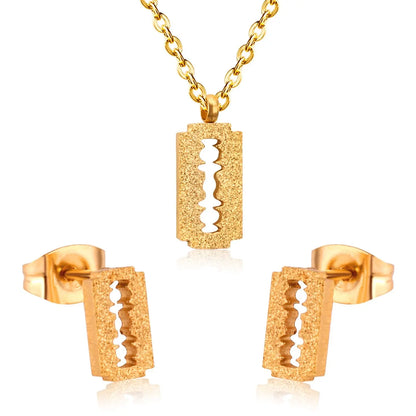 Fashion Frost Gold Pendant Necklace Set for Women Stainless Steel Jewellry Sets Wedding Necklace Set parures bijoux asonjewelry