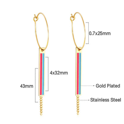 Dangle Pendants Earrings Statement Brand New Trendy Layered Drop Earrings For Office Lady Rectangle Drops Hoops asonjewelry