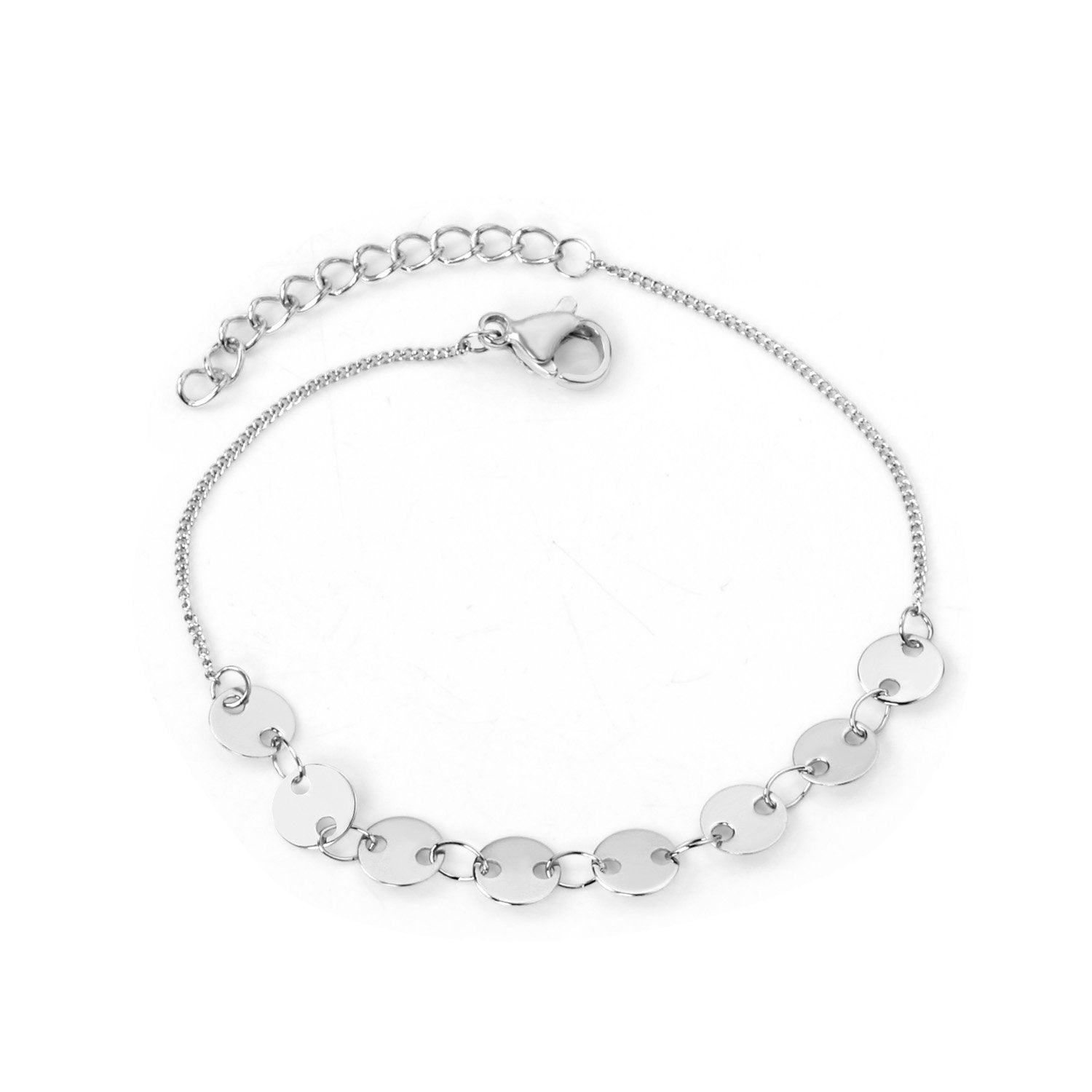 ASON Round Disc Charm Trendy Bracelet 316L Stainless Steel Bangle with Extender Women Fashion Jewelry Gift Accessories asonjewelry
