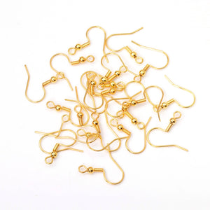ASON 100 Gold/Silver Color Stainless Steel Earring Hooks,With Steel Ball Jewelry, Can Be Used For DIY Jewelry Making Accessories