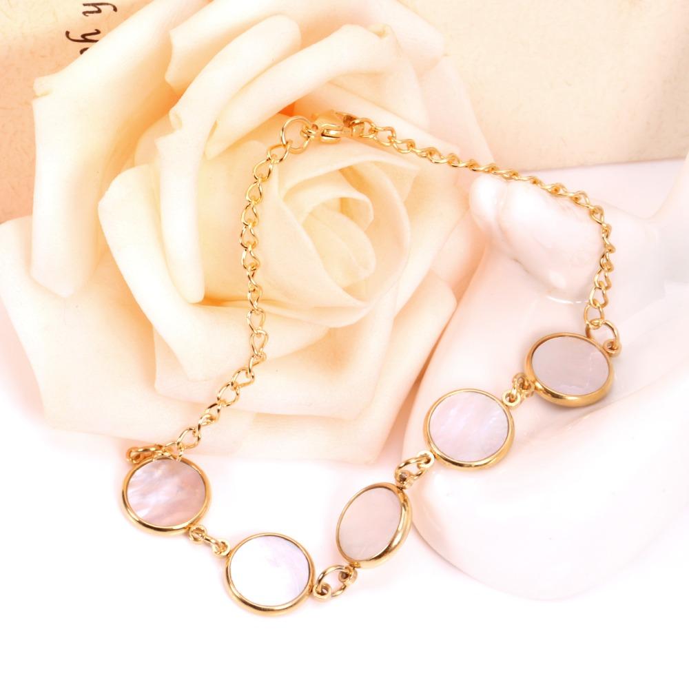 ASON  Fashion Bracelet Hot Round Shell Stainless Steel Link Chain Luxury Brand Accessories asonjewelry