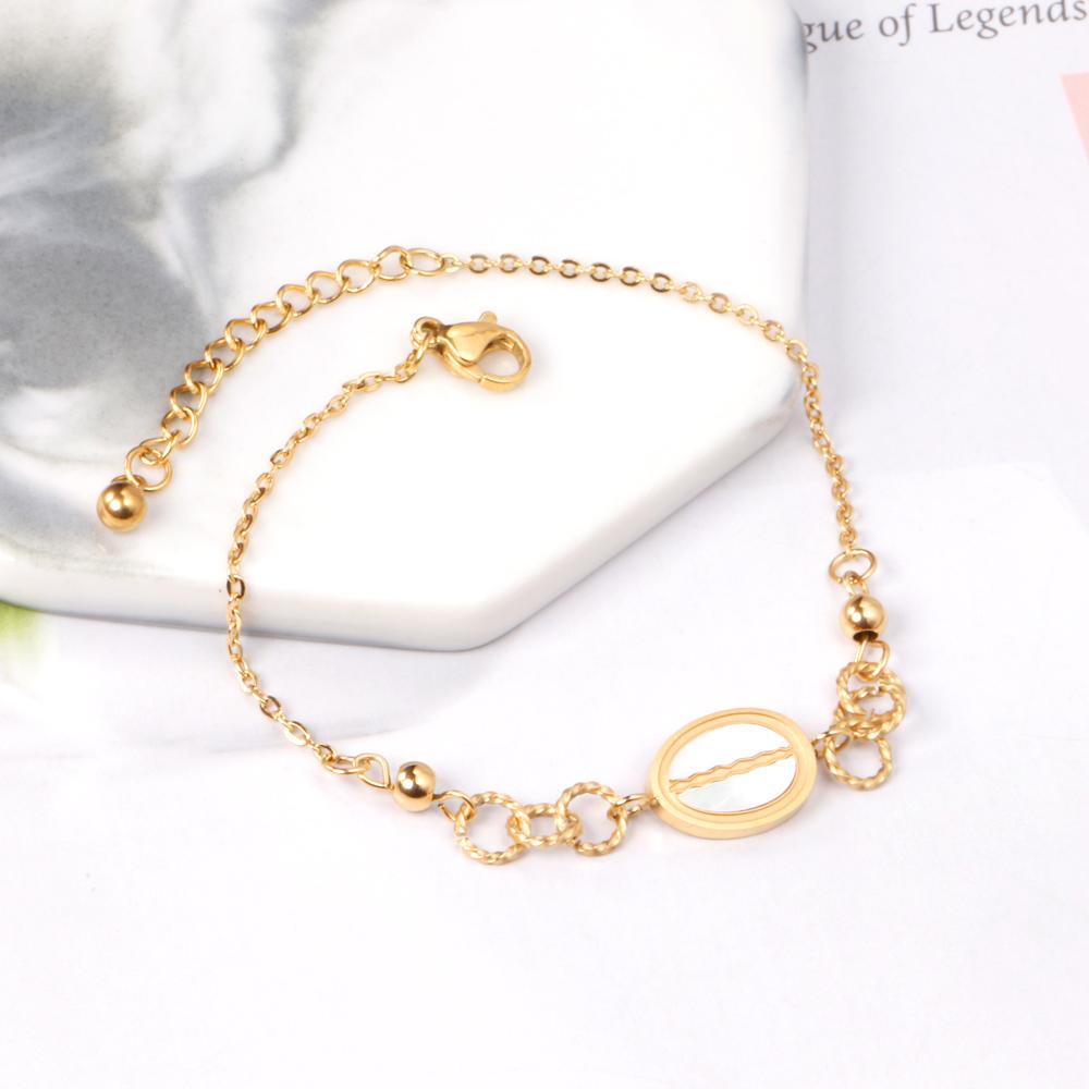 ASON Simple Style Shell Shape Charm Bracelet Gold Color Stainless Steel Bangle with Extender 17+3cm for Women Gift Jewelry asonjewelry