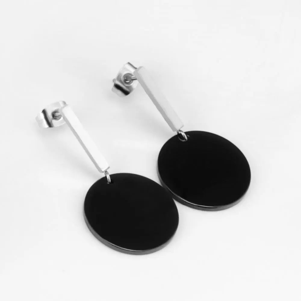 Black Circle Stainless Steel Earrings Set For Women Fashion Jewelry Korean Style Drop Dangle Earring 2020 Brincos asonjewelry