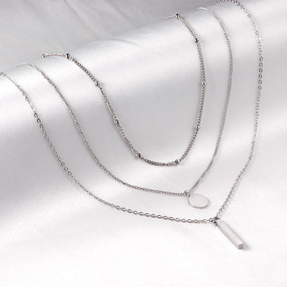 ASON Round and Steel Bar Pendant Necklace Multi-layer 316L Stainless Steel Chain for Women Men Choker Fashion Jewelry Gift asonjewelry