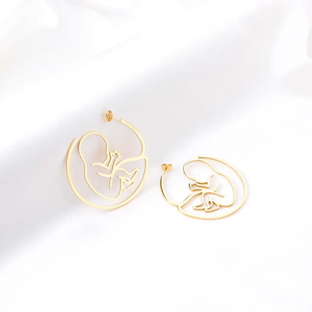 Stainless Steel Baby Shape Stud Earring Fashion Jewelry Bronco No Fade Gold Color Earring Fashion Jewelry Collier asonjewelry