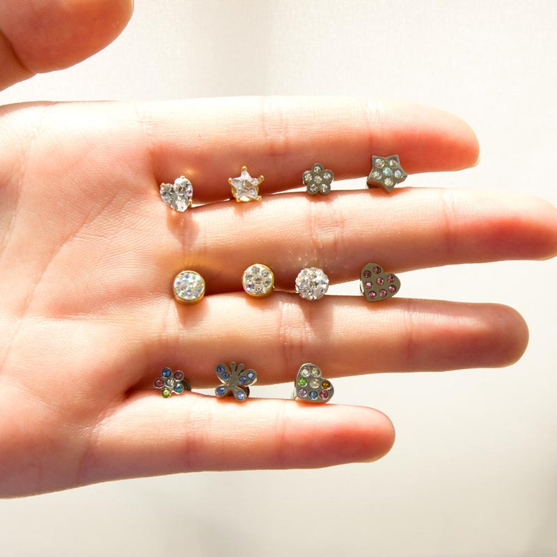 Pendientes Brincos de acero inoxidable de 6mm y 18K, minipendientes con forma de estrella y corazón, moda coreana 2022, pendientes de cristal para mujer y niña