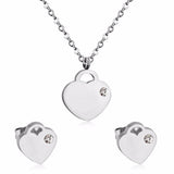 Lovely Heart Stainless Steel Bridal Jewelry Sets Necklace Earrings Accessories Set For Women Wedding Gift