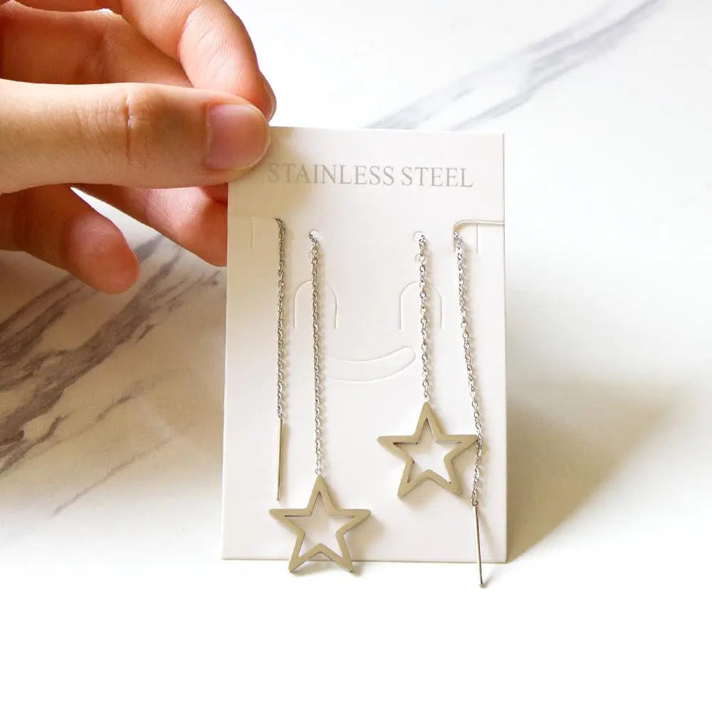 Brincos Stainless Steel Black Shell Tassel Drop Dangle Earrings Butterfly Korean Fairy Jewelry Chain Long Earing asonjewelry