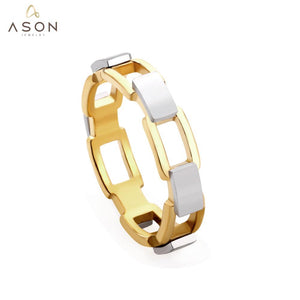 ASON – bagues en forme de bloc de couture pour femmes, Style tendance, couleur or, en acier inoxydable, accessoires de bijoux décontractés, cadeau de mariage