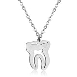 Hiphop Tooth Pendant Necklace Stainless Steel Link Chain Choker Necklace Statement Jewelry Collares Goth 2021 New