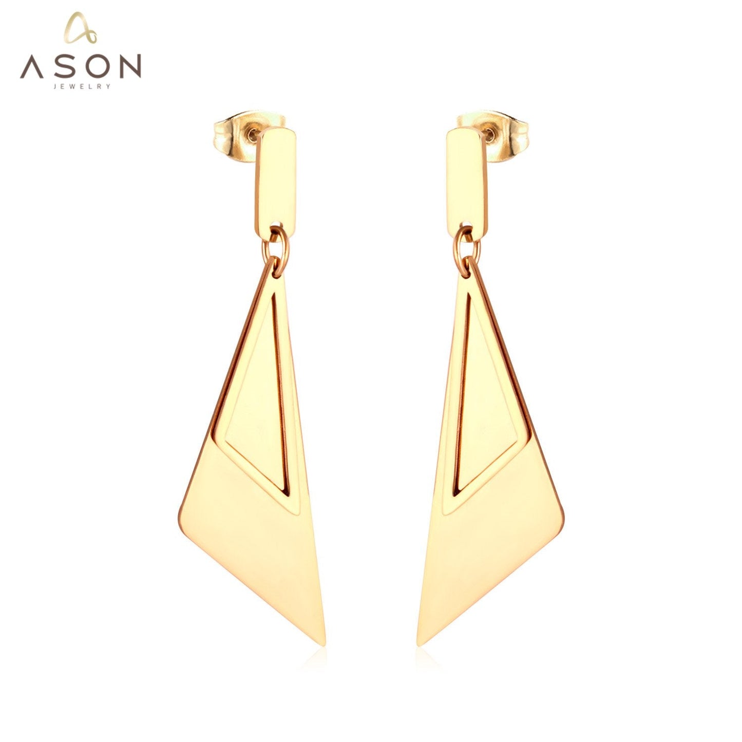 ASON 316L Stainless Steel Charming Geometric Dangle Earrings Gold Color Triangle Drop Earring for Women Accessories Jewelry asonjewelry