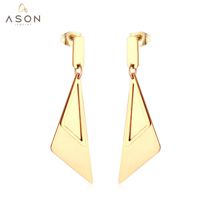 ASON 316L Stainless Steel Charming Geometric Dangle Earrings Gold Color Triangle Drop Earring for Women Accessories Jewelry asonjewelry