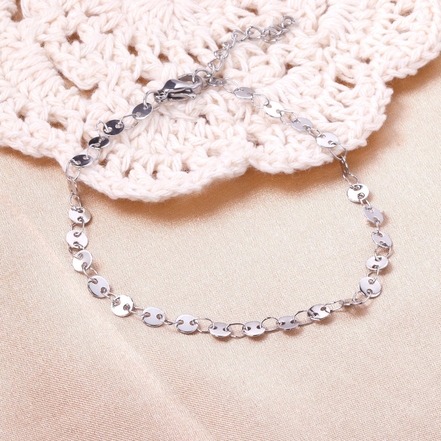 ASON Round Disc Charm Chain Bracelet Women Adjustable Bangle Gold Color Stainless Steel Fashion Jewelry Party Gift Office asonjewelry