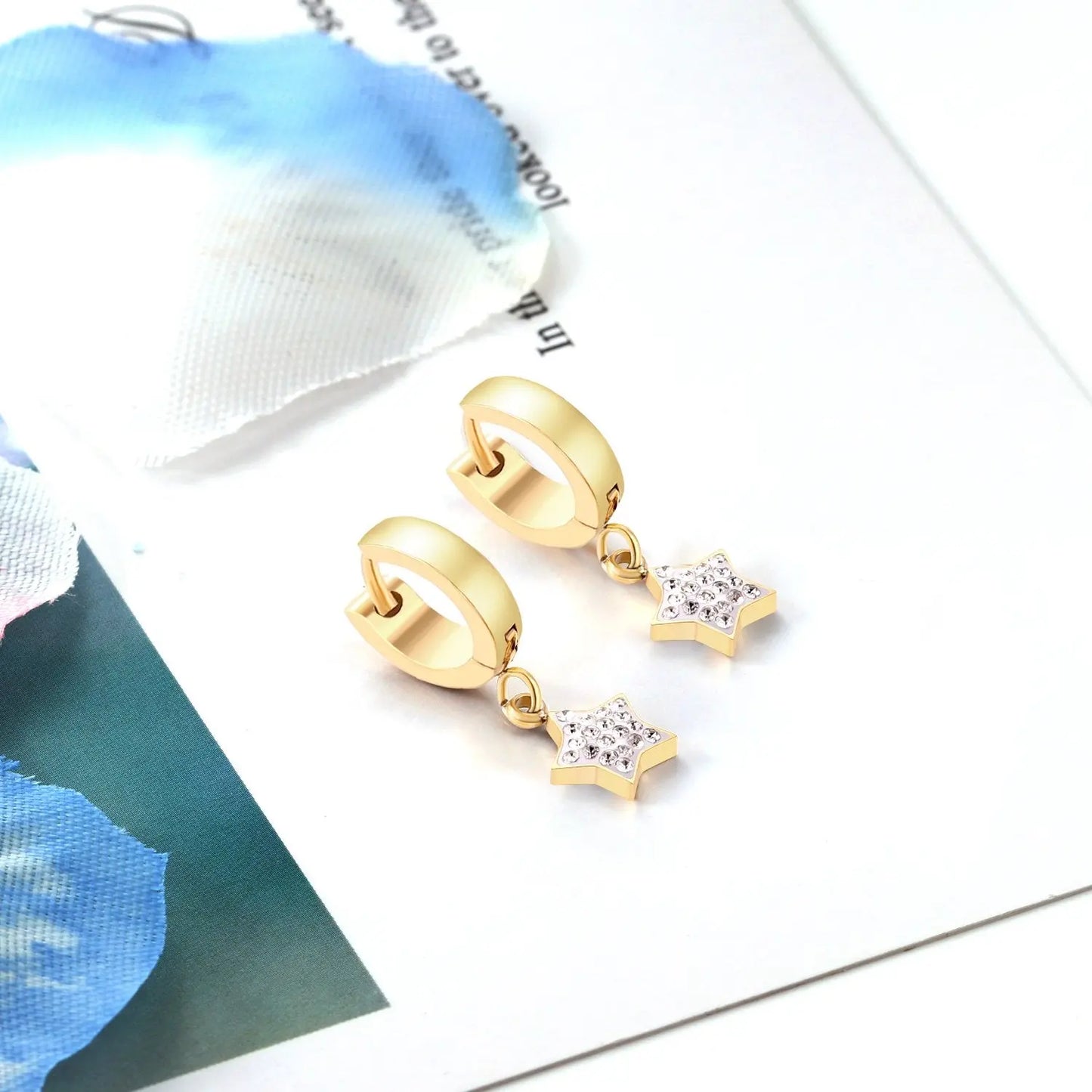 Clay CZ 2022 Star Drop Earring Sets Stainless Steel Gold Korean Dangle Earrings Set For Women Fashion Jewelry asonjewelry