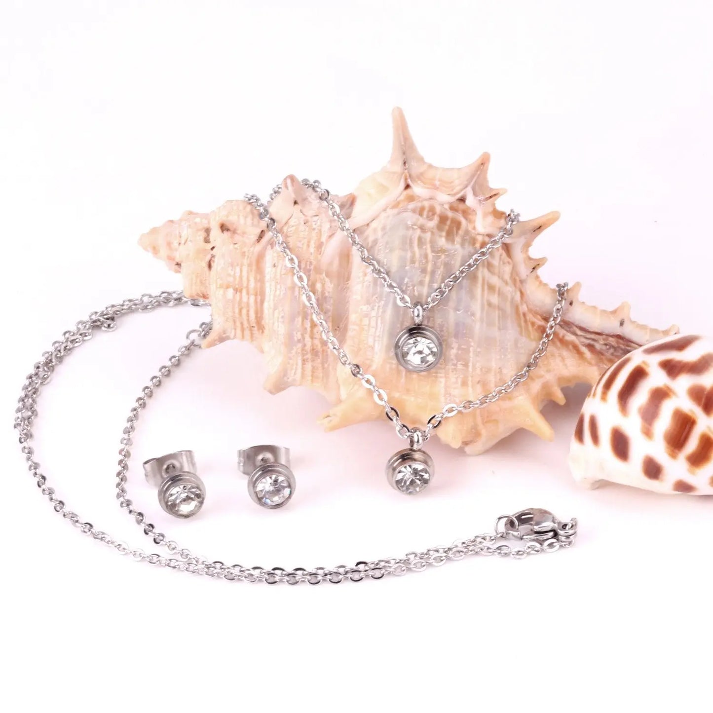 Necklace Earrings Stainless Steel Material Luxury Wedding Trendy Jewelry Sets For Women Valentine's Day Present asonjewelry