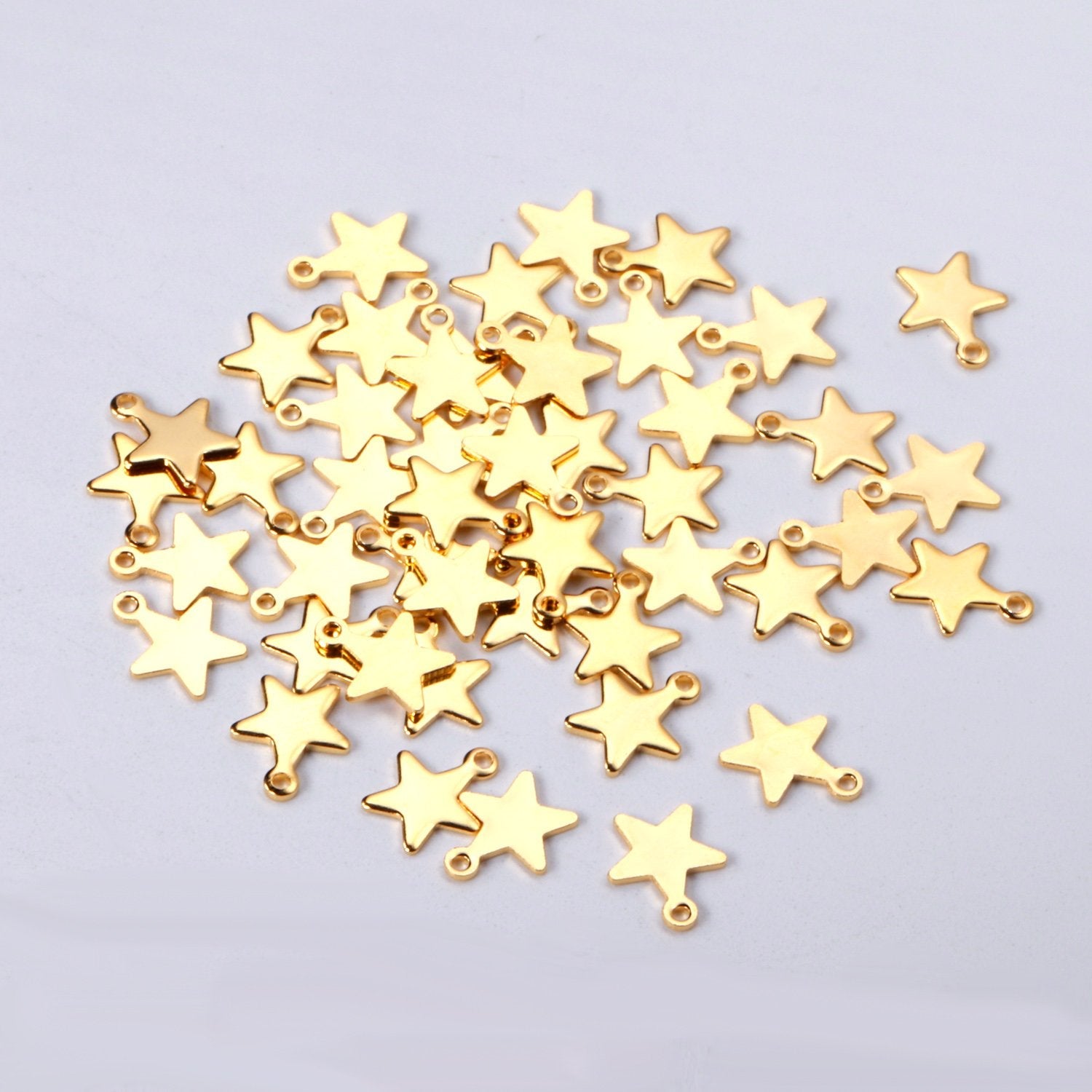 ASON 100 Pcs/Lot Star Charms 316L Stainless Steel Stars Pendant Gold Silver Color With Holes For DIY Jewelry Making Supplies asonjewelry