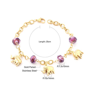 ASON mode éléphant perles breloque chaîne bracelets pour femme couleur or en acier inoxydable bracelet pendentif accessoires bijoux 