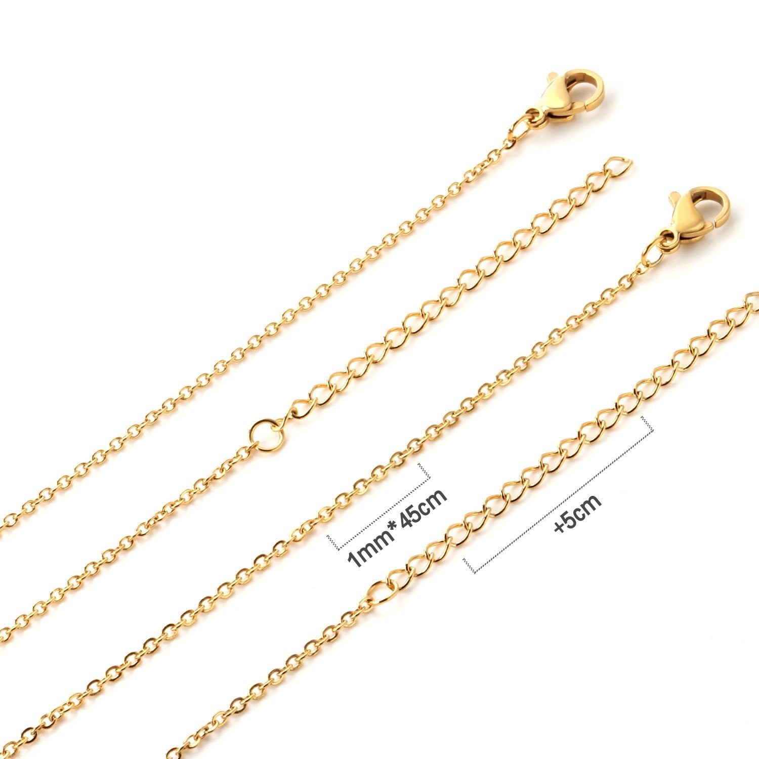 ASON 10Pcs/lot Stainless Steel 45cm+5cm Extension Chain Link Ladies Necklace Jewelry Accessories Gold Silver Color Long Necklace asonjewelry