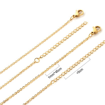 ASON 10Pcs/lot Stainless Steel 45cm+5cm Extension Chain Link Ladies Necklace Jewelry Accessories Gold Silver Color Long Necklace asonjewelry