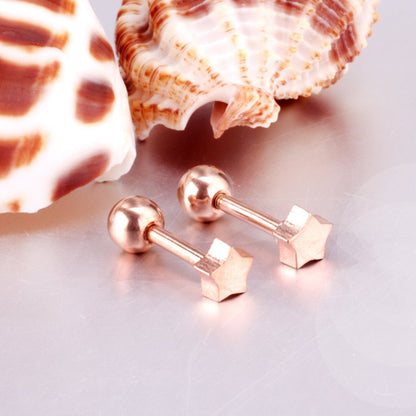 ASON Chic Style Rose Gold/Star Screw Stud Earring Stainless Steel Anti-allergy Earring Women/Kid Accessories Party Bijoux asonjewelry